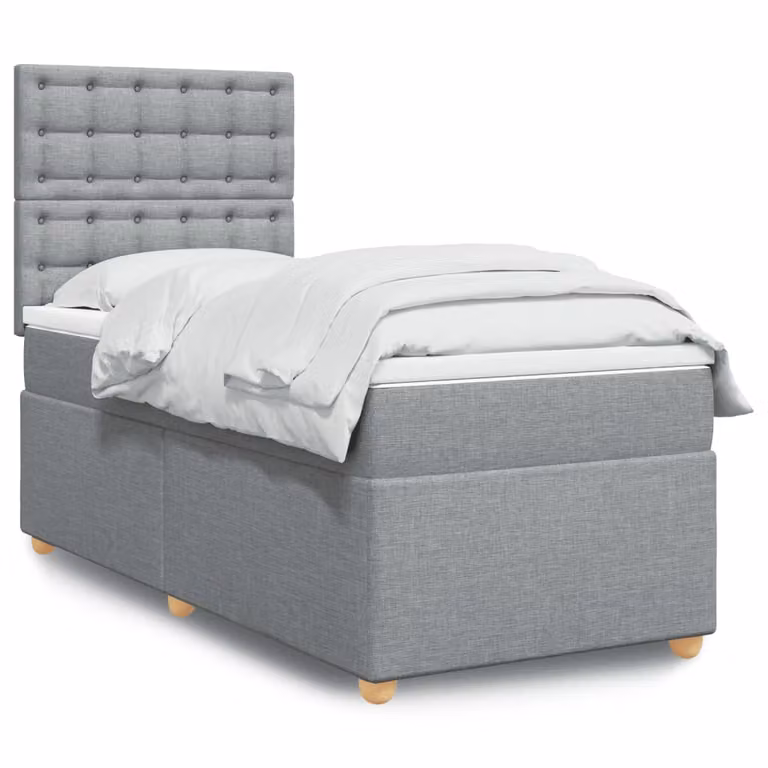 vidaXL Giroletto a Molle Ibrido con Materasso in Tessuto Grigio e Bianco L/P/H: 200 x 80 x 150,5 cm
