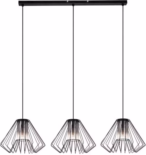 Lampada sospesa industriale Rabalux Emerencia in metallo e vetro nero con 3xE27 dimmabile