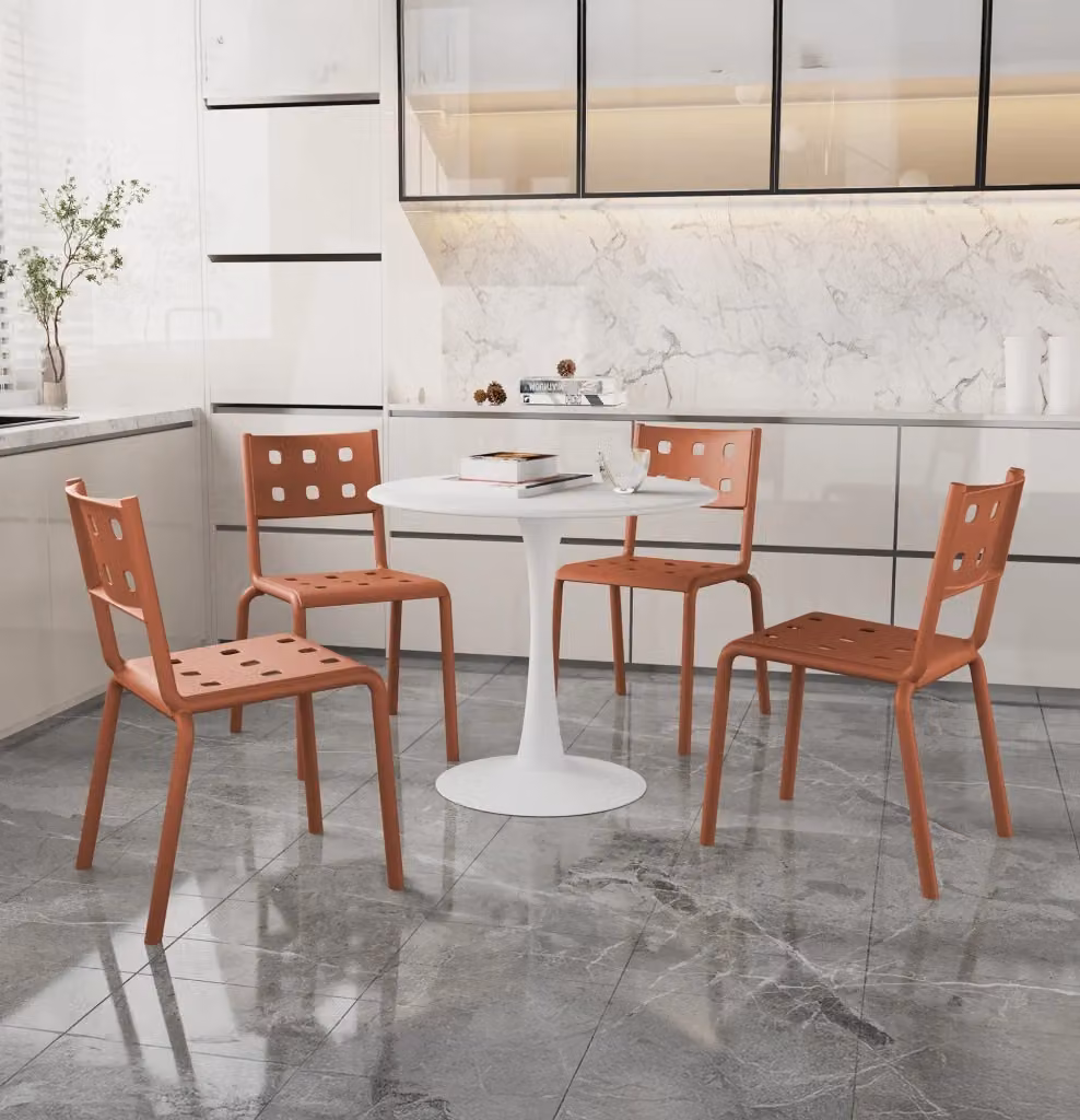 Set di 4 sedie moderne Zoe arancio in polipropilene e fibra di vetro impilabili per interno ed esterno – 2