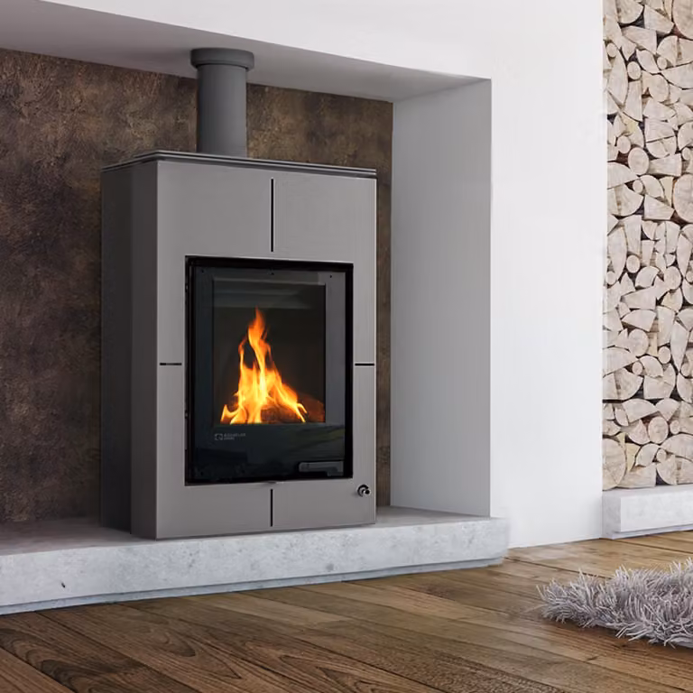 Termocamino HS FLAMINGO AQUAFLAM VARIO SAPORO 11/5 kW - grigio - controllo elettronico