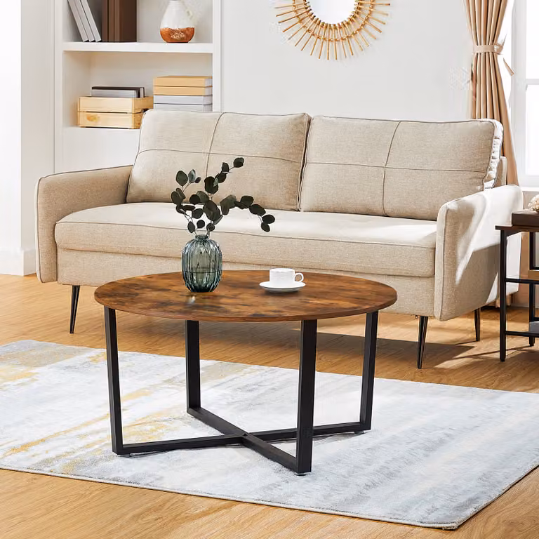 Tavolino VASAGLE rotondo con struttura in ferro Ø 88 x 47 cm, tavolino da caffè