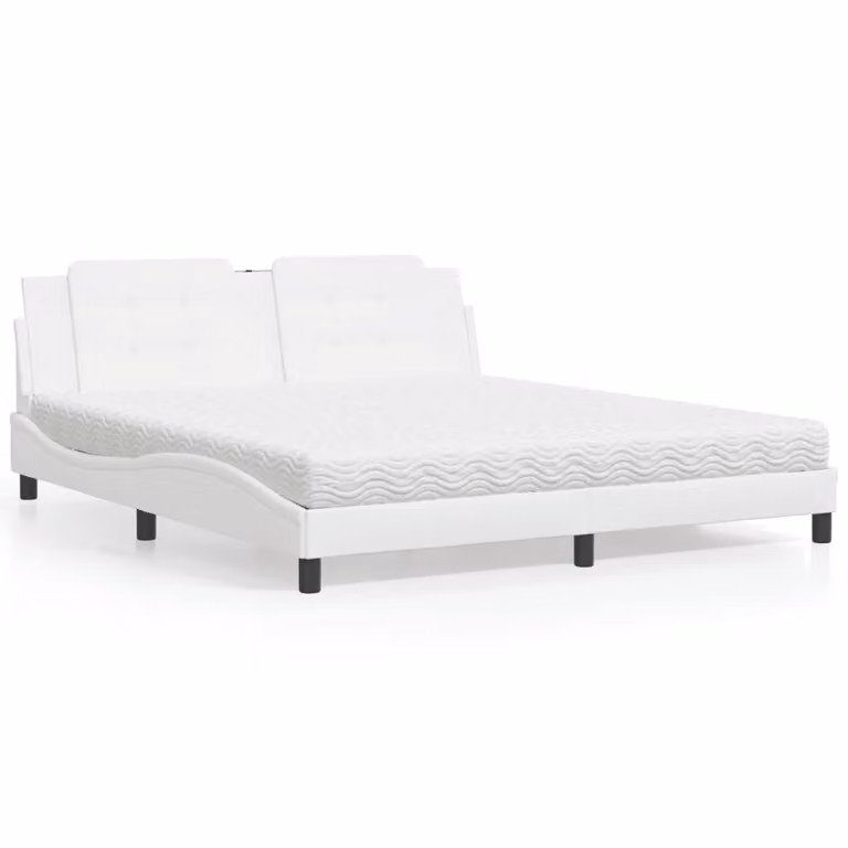 Letto con Materasso Zadar vidaXL Bianco in Similpelle L/P: 180 x 200 cm