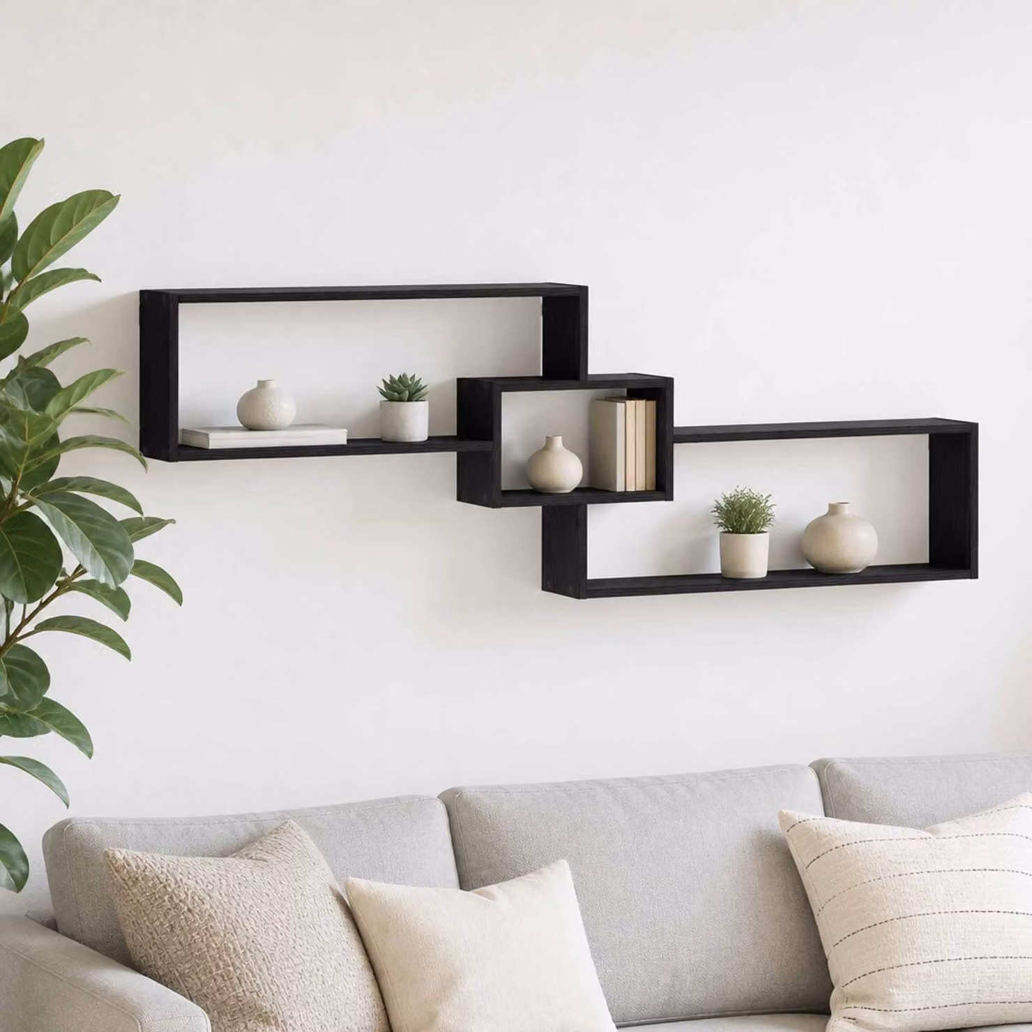 Scaffale da parete moderno vidaXL in legno nero e marrone L: 158 cm, P: 53 cm, H: 17 cm