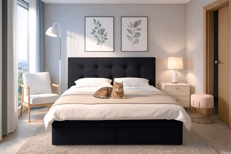 AX LIVING Belinai Letto con contenitore Boxspring 140 Nero 145 x 208 cm