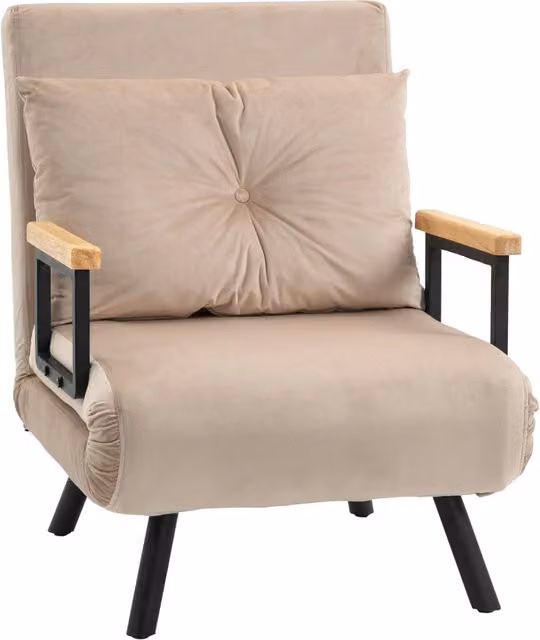 Poltrona Letto Convertibile 4 in 1 ¨C Xylo ¨C Tessuto Beige 63x73x81 cm
