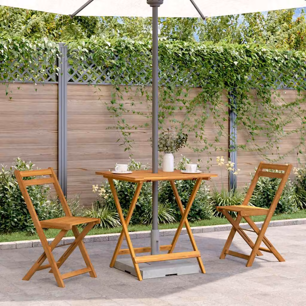 vidaXL Tavolo da Giardino Pieghevole in Legno di Acacia Marrone L/P/H: 70 x 70 x 75 cm