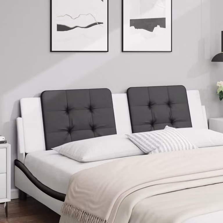 vidaXL Cuscino Testiera Zadar in Similpelle Nero e Bianco L: 180 cm