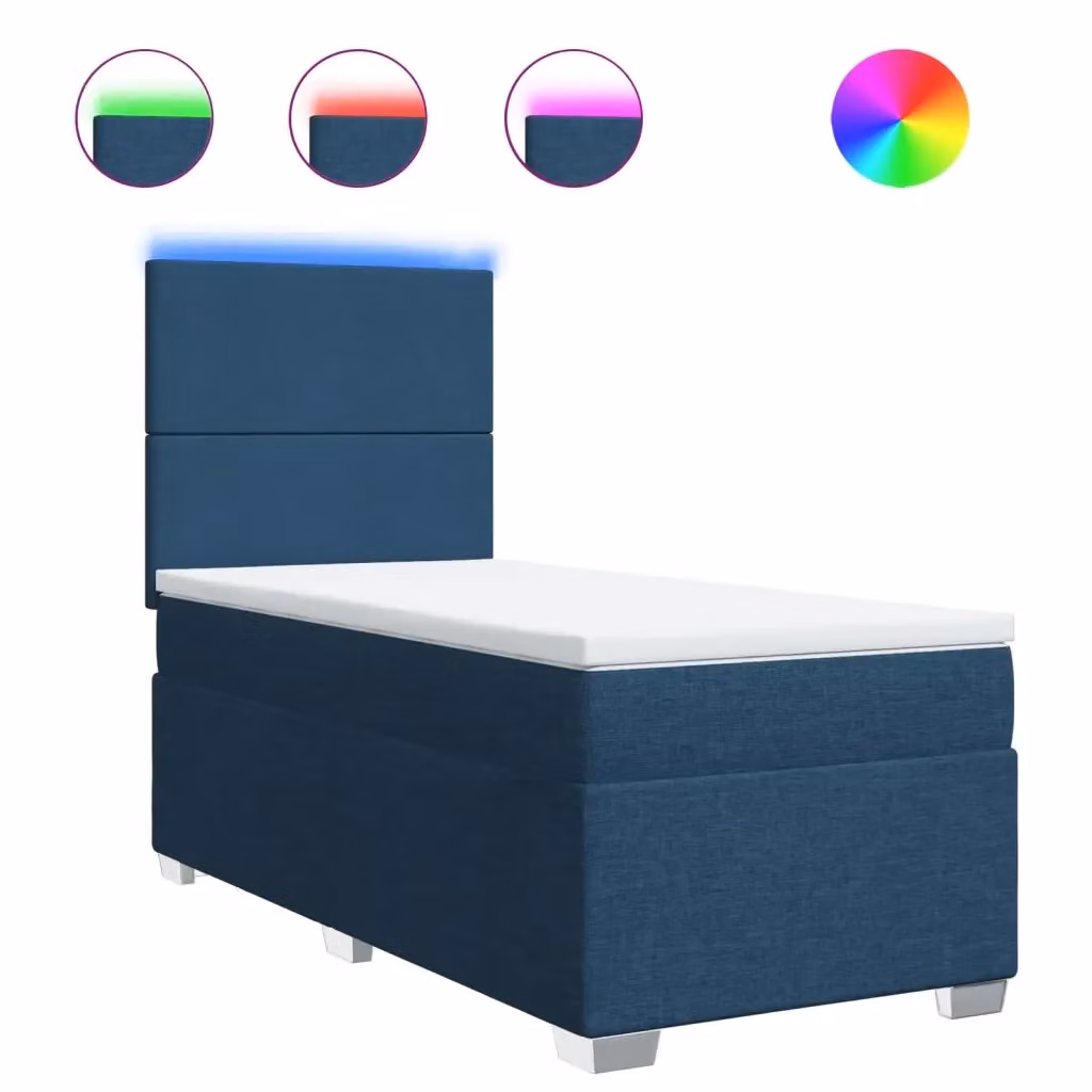 Letto Ibrido vidaXL con Materasso a Molle Blu e Bianco, L/P/H: 90 x 200 cm – 2