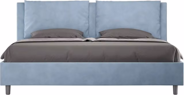 Letto matrimoniale king size senza rete imbottito 170x190 microfibra azzurro Antea