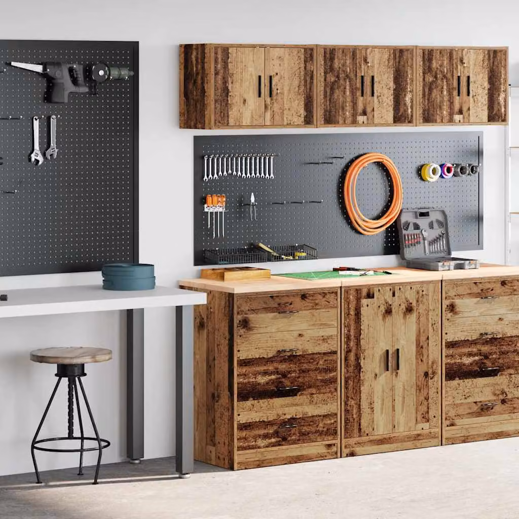 Set di 2 armadi da giardino vidaXL in legno di pino marrone stile industriale con ante a battente
