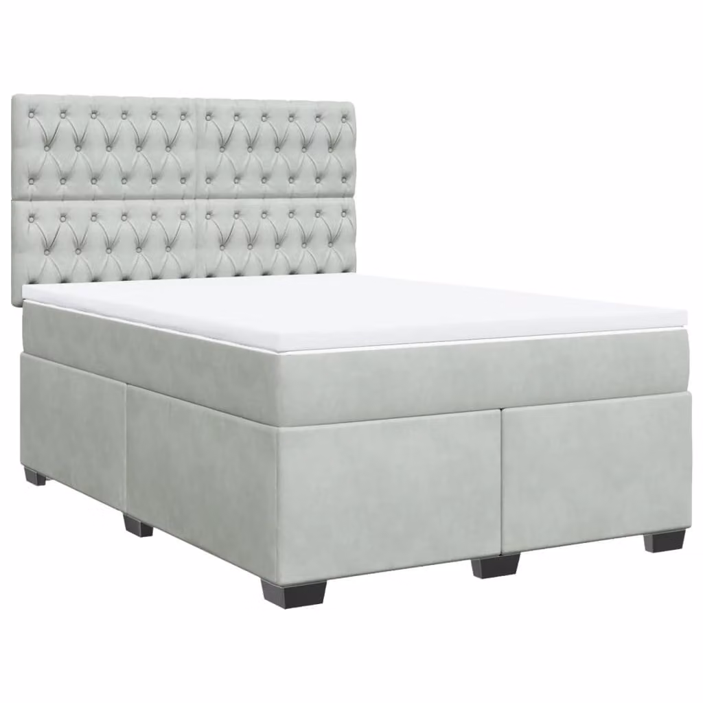 Giroletto a Molle con Materasso Grigio Chiaro 160x200cm Velluto