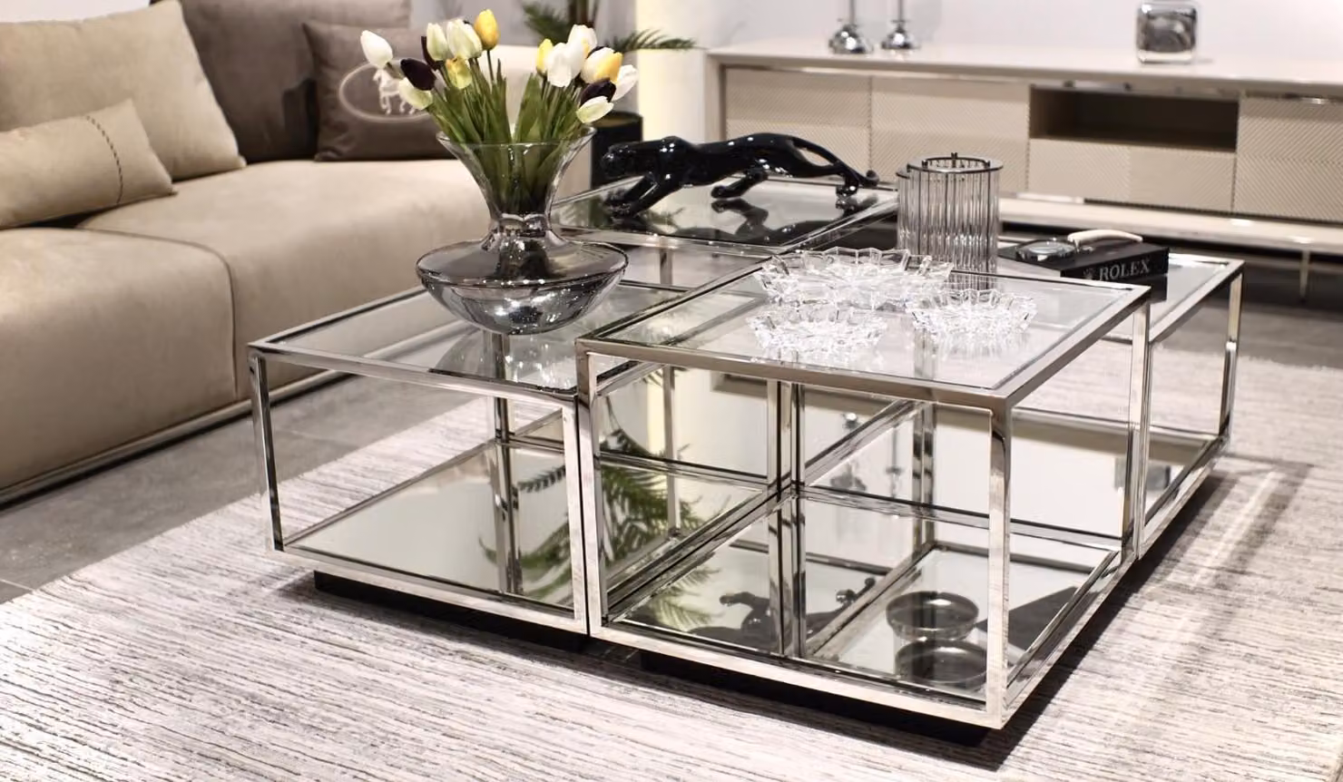Modern Glas Couchtisch Wohnzimmer Möbel Design Einrichtung