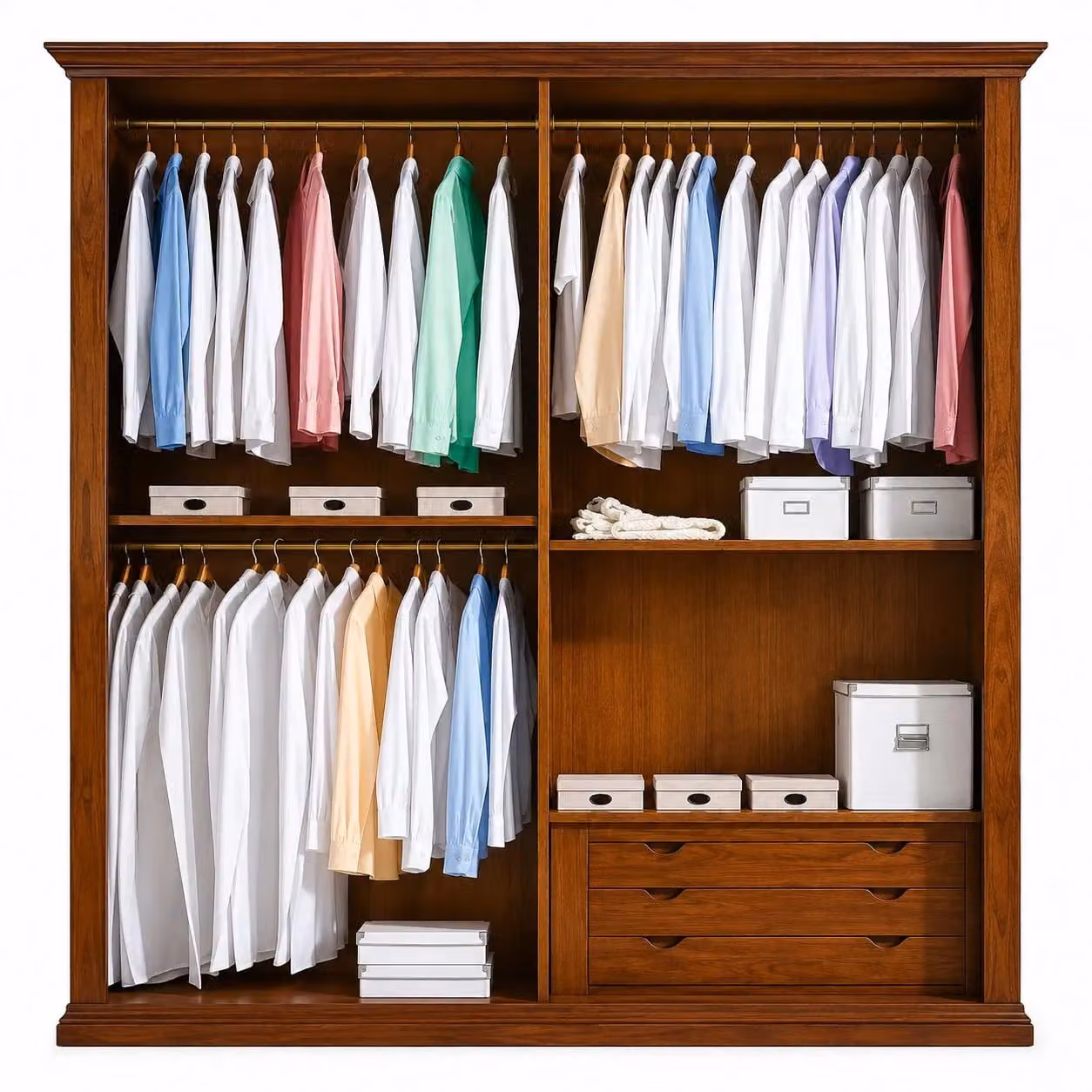 Armadio con 2 porte scorrevoli in legno stile arte povera Mobili 2G colore noce L: 275 cm, P: 66 cm, H: 254 cm – 1