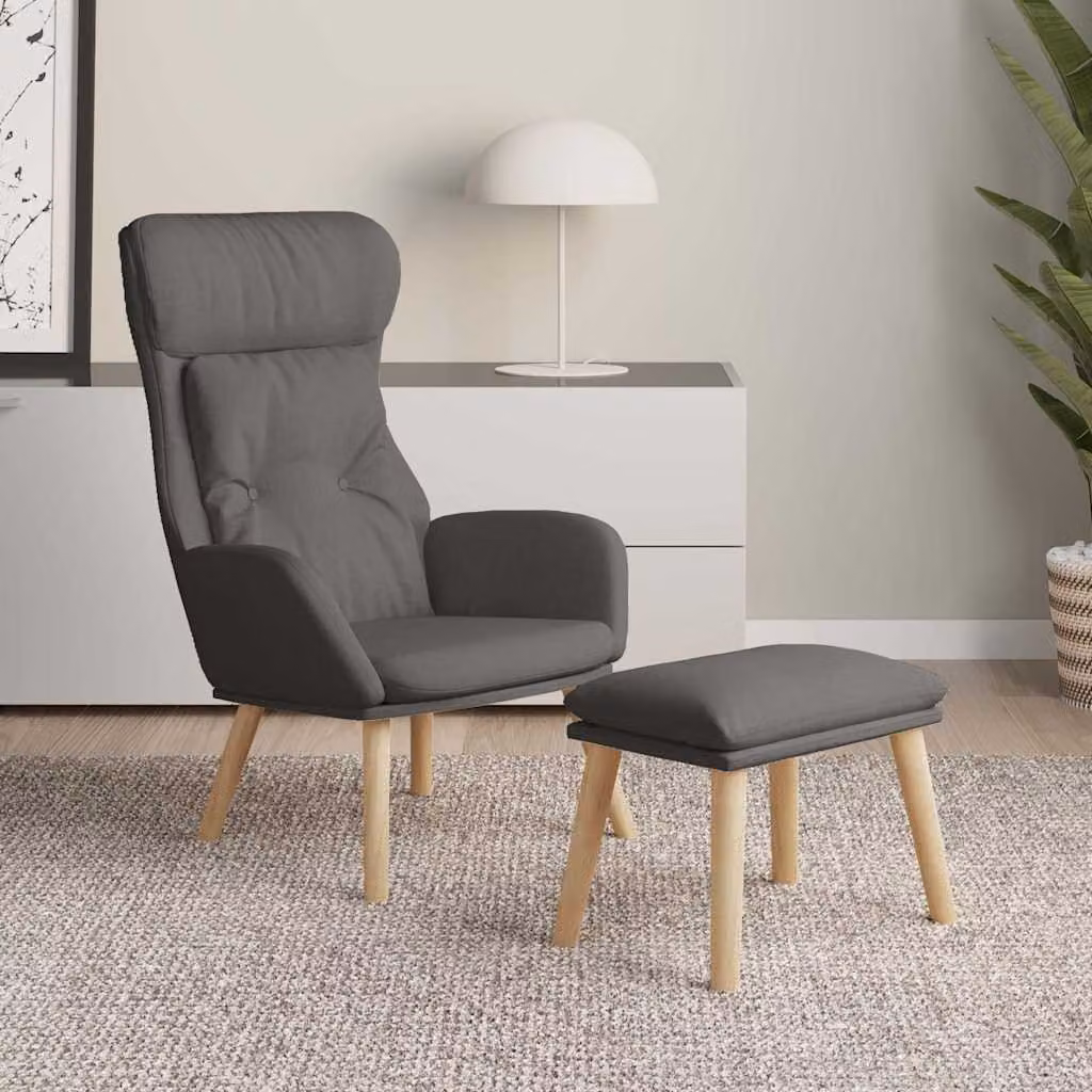 vidaXL Poltrona Relax con Poggiapiedi Grigio Chiaro in Tessuto e Struttura in Metallo