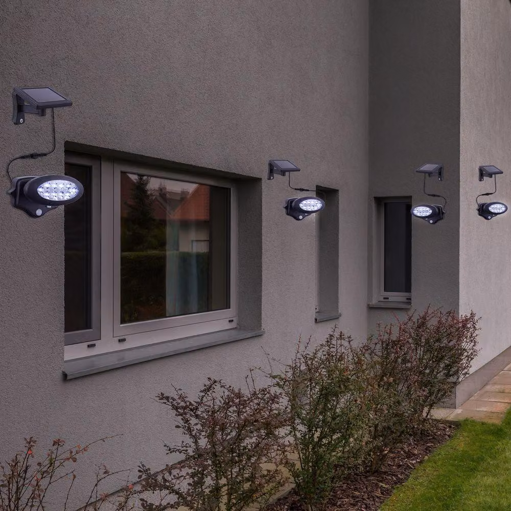 set di 4 applique solari a LED, rilevatore di movimento, antracite