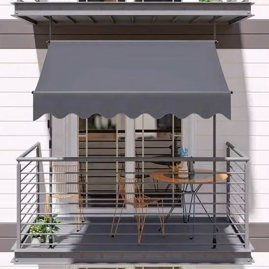 Tenda da sole per balcone - Telo parasole - 400x120 cm - Estensibile - Protezione UV50+ - Grigio