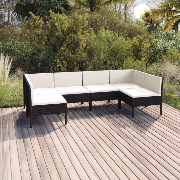 Maison Exclusive - Set da giardino 6 pezzi con cuscini in polyrattan nero