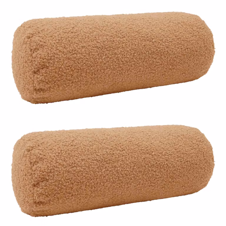 Set di 2 federe vidaXL HEERLEN beige in tessuto bouclé con fodera rimovibile e lavabile, forma ovale, L 40 cm x P 15 cm