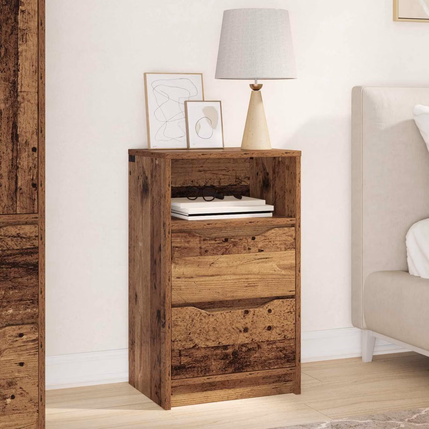 Comodino moderno vidaXL in legno color marrone L 40 cm x P 30 cm x H 67 cm