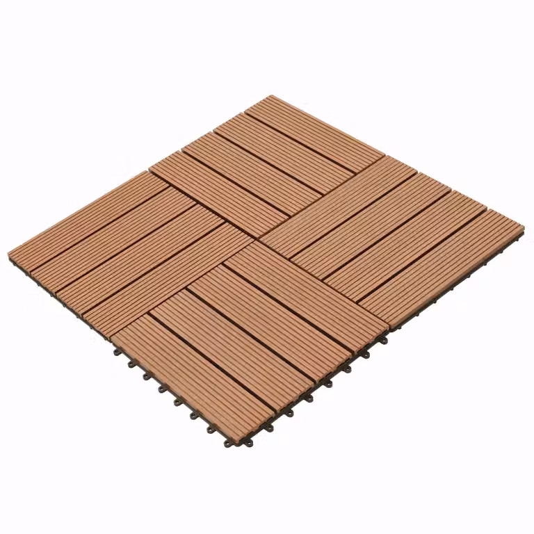 Set di 22 piastrelle per decking vidaXL in WPC marrone, L/P: 30 x 30 cm
