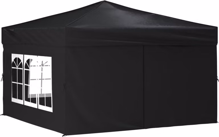 Tenda per Feste Pieghevole con Pareti Laterali Nero 3x3 m