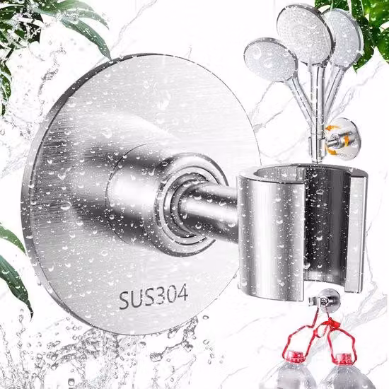 Supporto per doccetta, regolabile universalmente, installazione senza forature, montaggio a parete, supporto per rubinetto doccia a 360 gradi, per rubinetti doccia da 18-22 mm