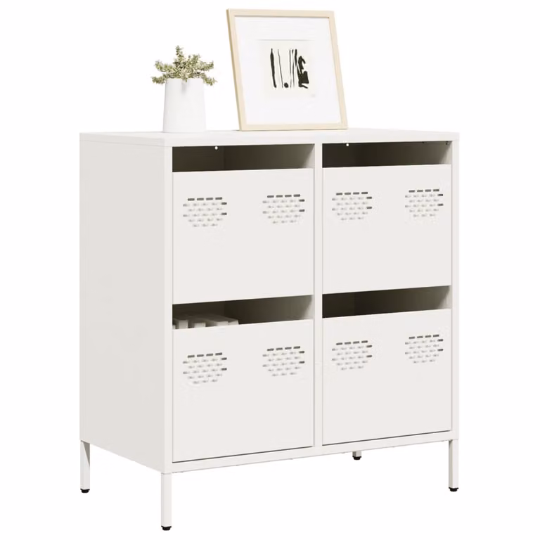 Credenza bianca vidaXL in metallo con finitura opaca L/P/H: 68 x 39 x 73,5 cm