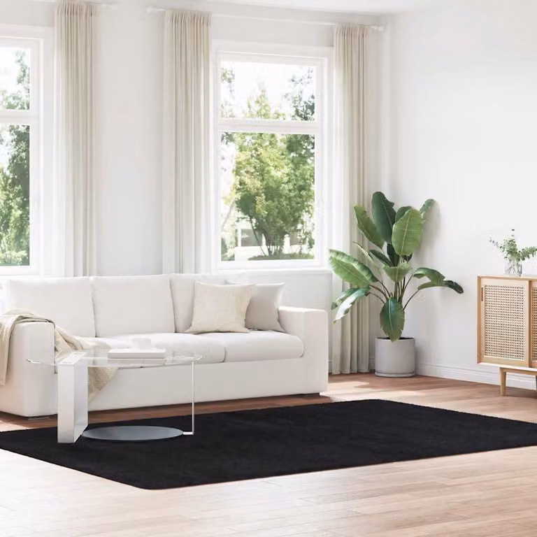 Tappeto Shaggy a Pelo Lungo vidaXL NAVARRA Nero 200 x 290 cm in Poliestere