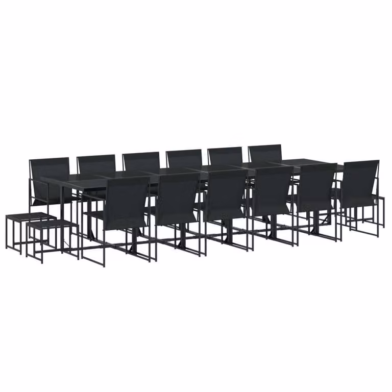 Set da Pranzo da Giardino 17 pz Nero in Textilene
