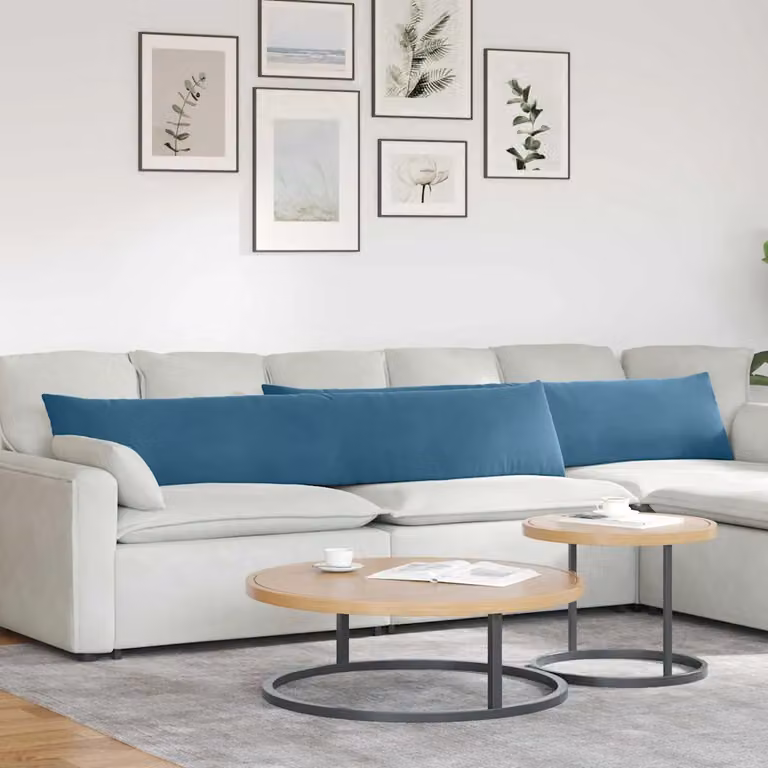 Set di 2 cuscini da divano vidaXL in tessuto a coste blu, L 200 x P 40 x H 40 cm