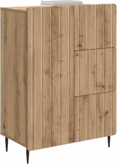 Credenza Buffet in Rovere Artigianale con Cassetto, Design Moderno, Colore Marrone, L 66 cm x P 34,5 cm x H 91,5 cm
