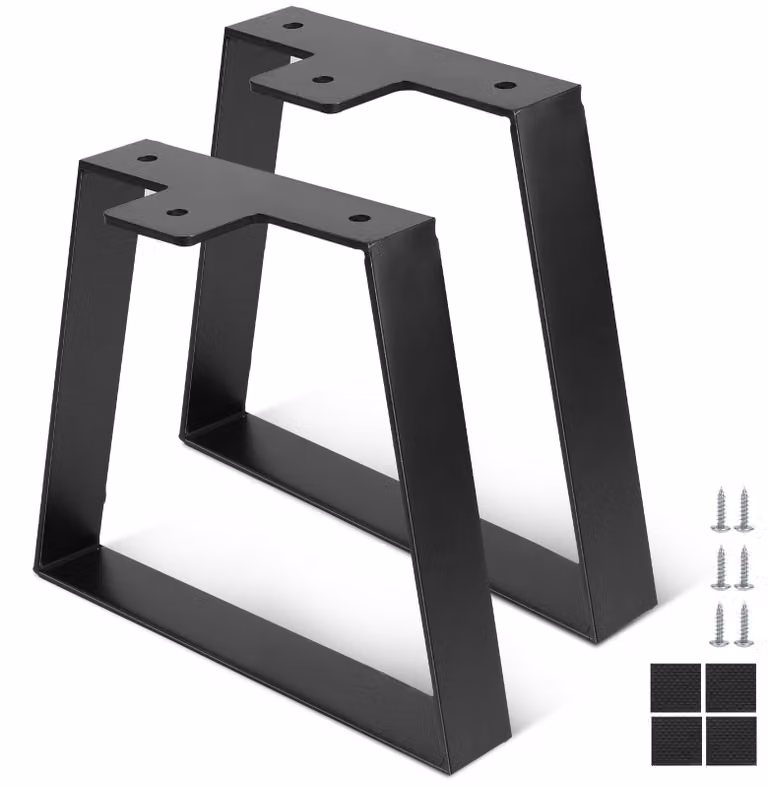 Omgoods - Gambe per tavolo da 20 cm, a forma di trapezio - Gambe in metallo nero per mobili - Strutture per mobili - Base per tavolo con viti - Costruzione robusta - Stile industriale