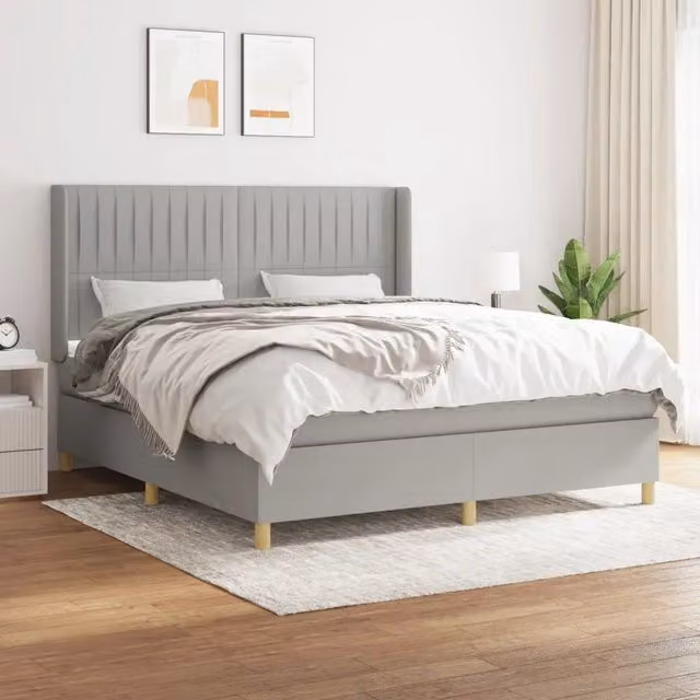 Letto Ibrido con Giroletto a Molle e Materasso vidaXL Grigio Chiaro e Bianco L/P/H: 160 x 200 cm
