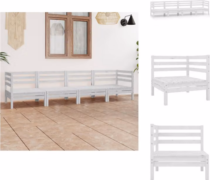 vidaXL Set da salotto da giardino 4 pezzi in pino massiccio bianco - Set di mobili da giardino