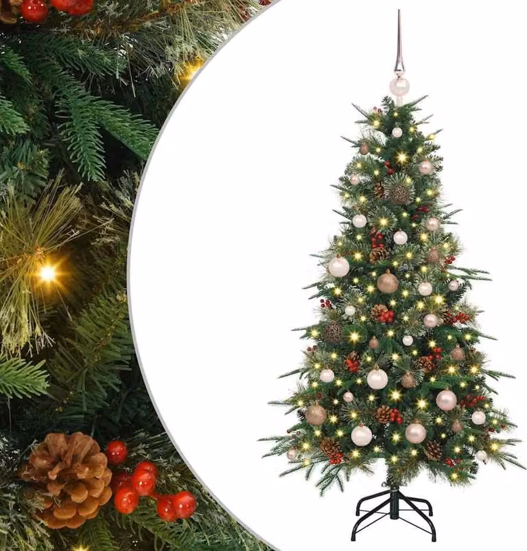 Albero di Natale Artificiale con Rami Pieghevoli Verde 150 cm