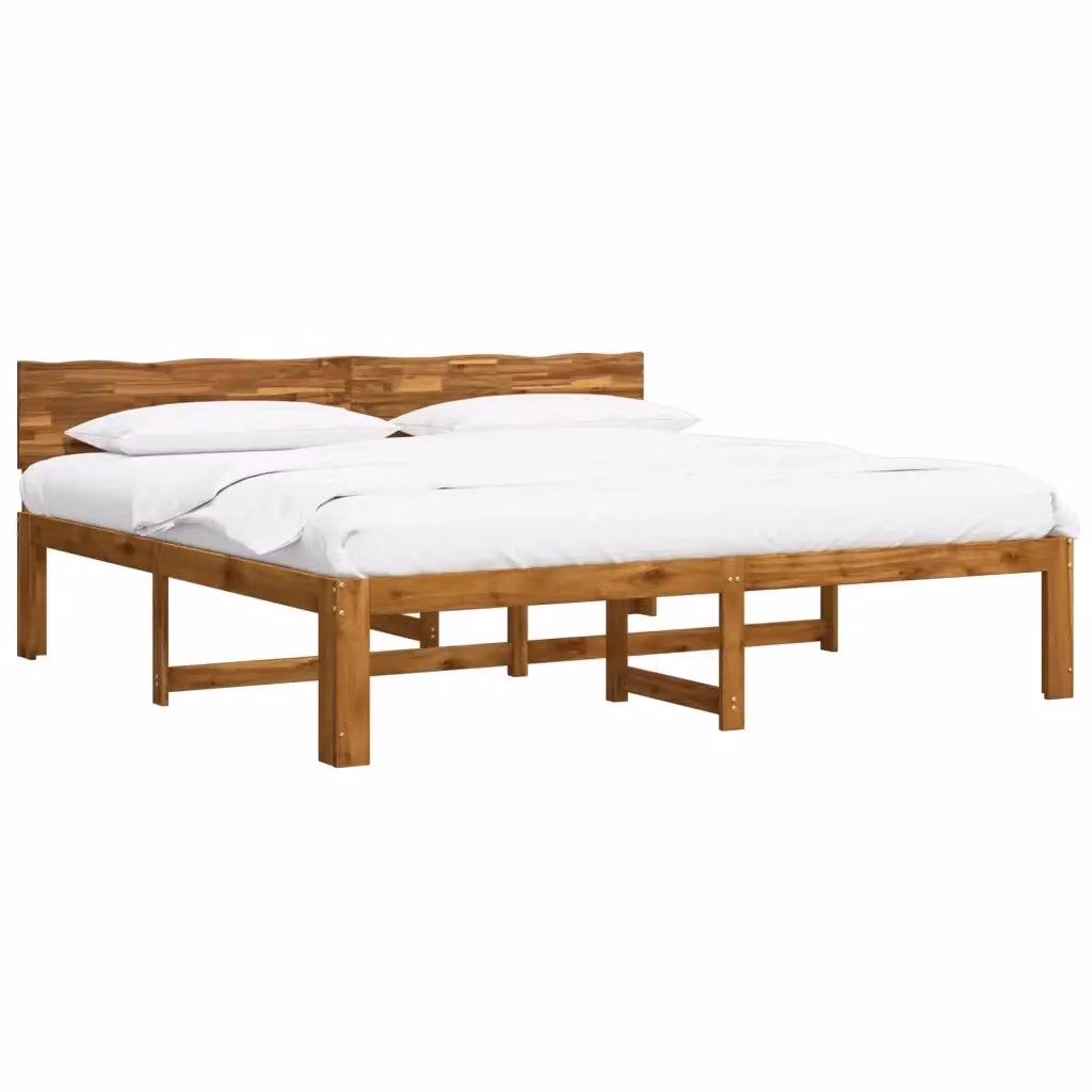Letto matrimoniale con testiera ROSTOCK vidaXL in legno di acacia naturale L/P/H: 180 x 200 x 140 cm – 2