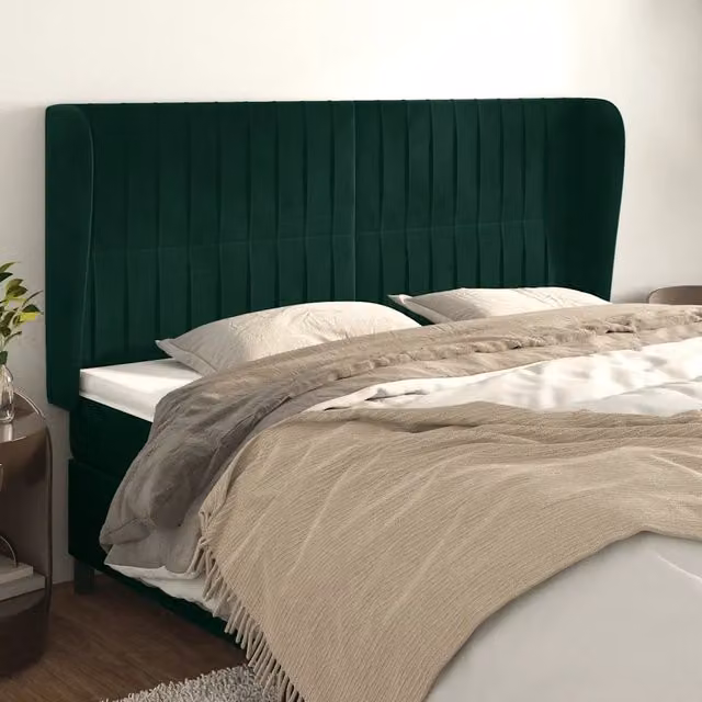 Testiera ad orecchio vidaXL in velluto verde scuro L: 203 cm, P: 23 cm, H: 118-128 cm