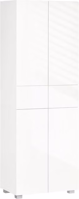 EasyComfort Dispensa Cucina Moderna con 4 Ante e 3 Ripiani Regolabili in MDF e Truciolato, Bianco, L: 60 cm, P: 35 cm, H: 170 cm