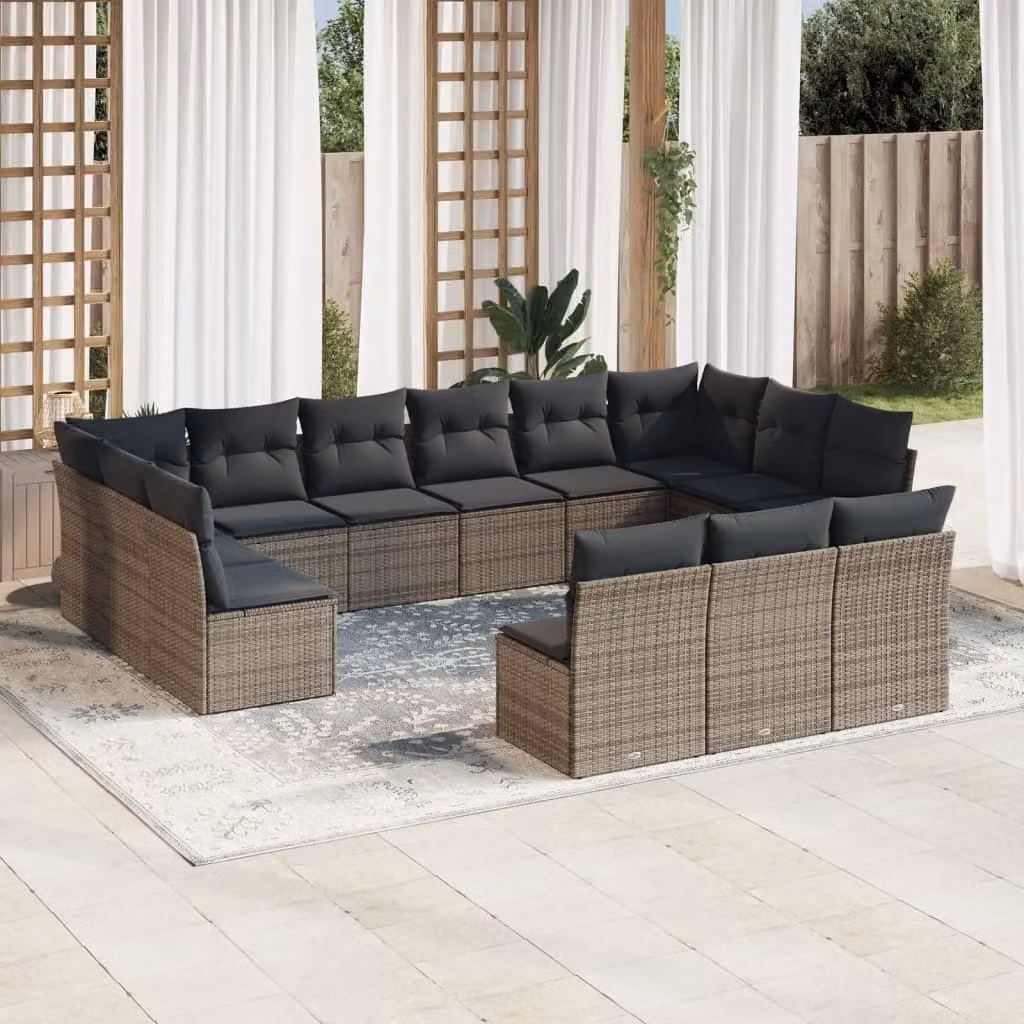 Maison Exclusive - Set Divani da Giardino 13 pz con Cuscini Grigio in Polyrattan