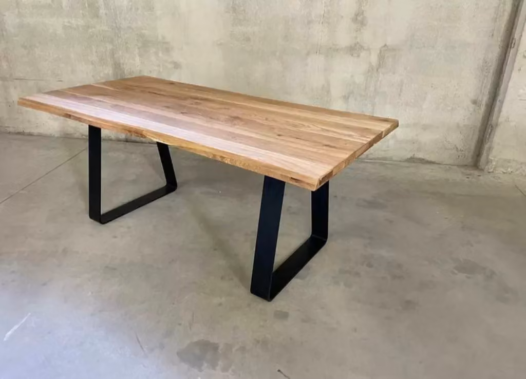 Tavolo da pranzo rettangolare in legno massello e metallo stile industrial Mobili 2G L: 180 cm, P: 90 cm, H: 70 cm – 4