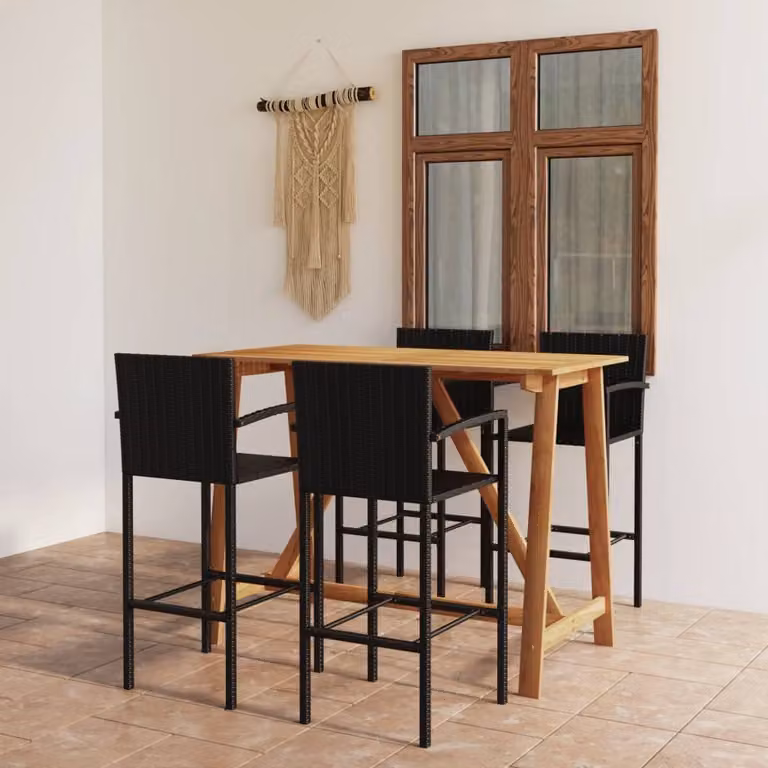 Maison Exclusive - Set da bar da giardino, 5 pezzi, nero
