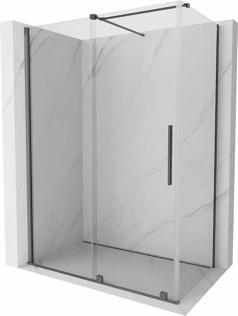 Mexen Velar cabina doccia scorrevole 150 x 85 cm, trasparente, gun metal - 871-150-085-01-95