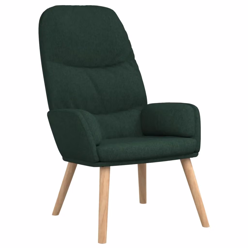 Sedia Relax Recliner vidaXL in Tessuto Verde con Braccioli e Struttura in Legno e Metallo – 2