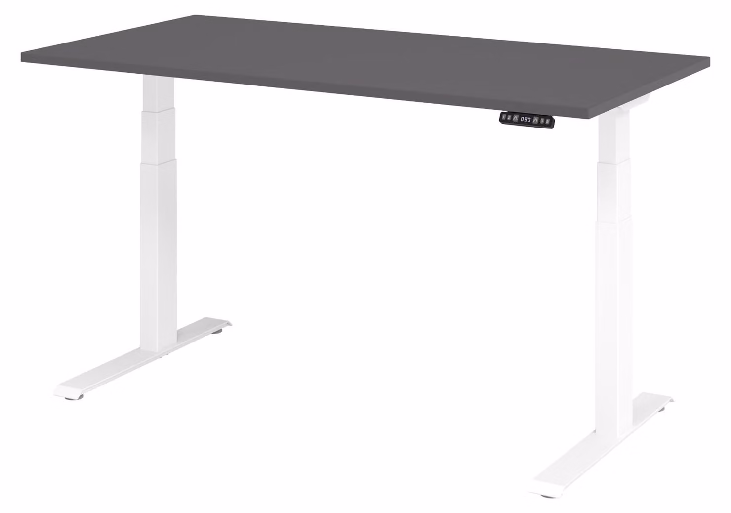 Scrivania regolabile in altezza XDKB | 2 motori | 120 - 180 cm | elettrica, dimensioni piano:160 x 80 cm, colore piano:grafite, colore struttura:bianco