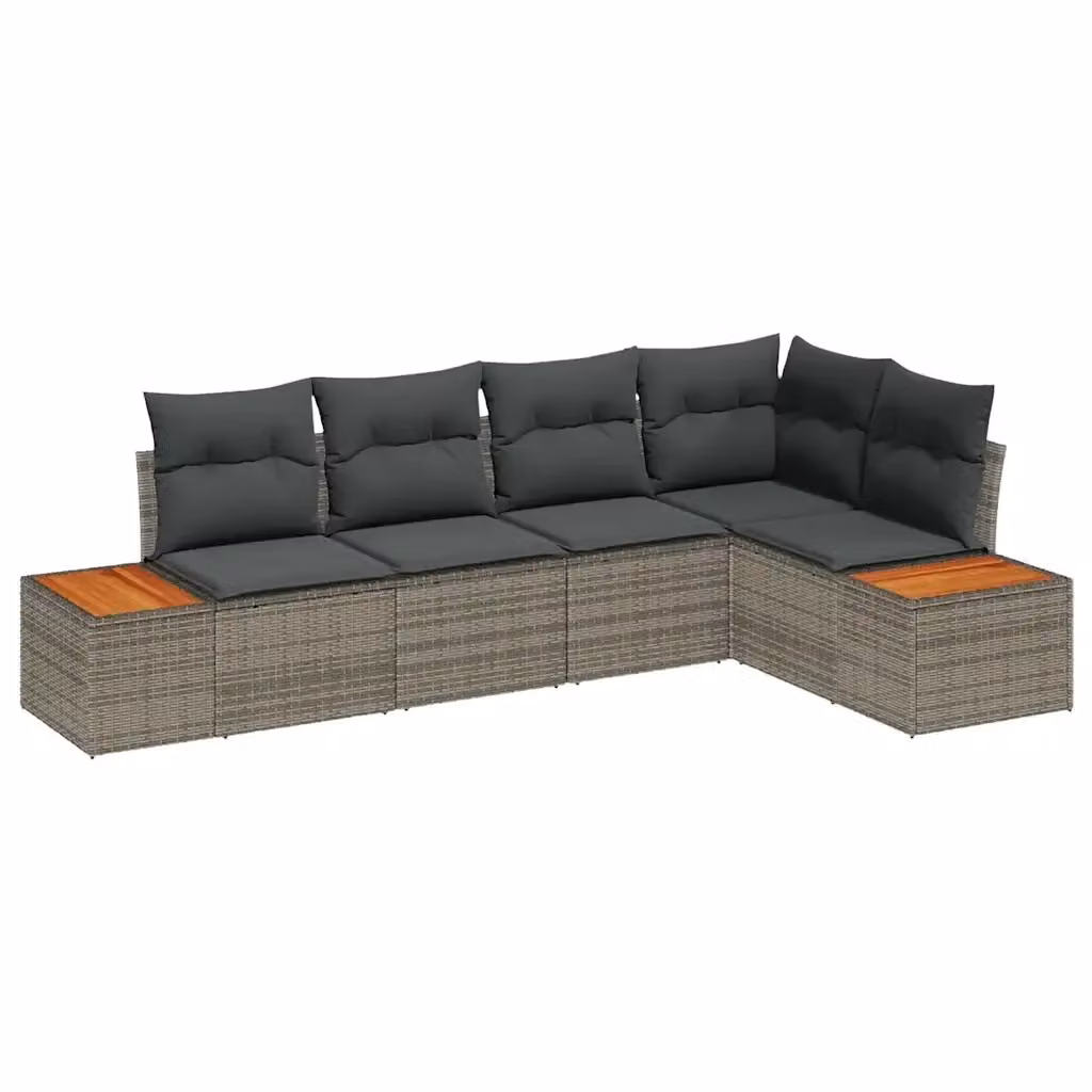 Set Divano da Giardino a L vidaXL da 5 Posti Grigio con Cuscini e Struttura in Acciaio – 2