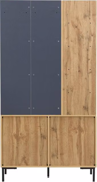 Mobile da ingresso stile industrial con scarpiera e appendiabiti in MDF e metallo, colore marrone e nero