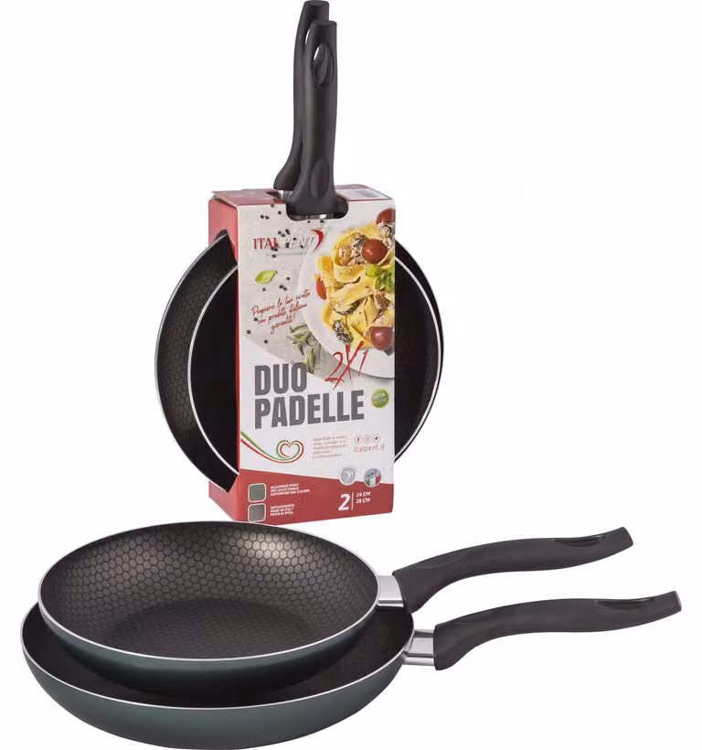 KIT PADELLE 'BLACK LINE' 28/24 cm - set 2 pezzi