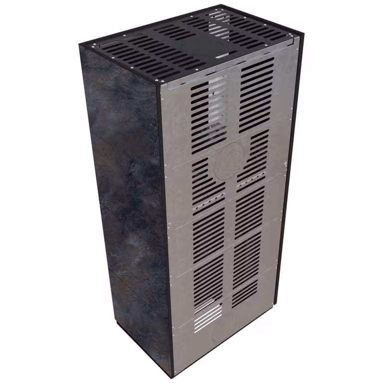 KRATKI FLOKI BOX Kit camino destro 8 kW Ø 160 quarzo sinterizzato OSSIDO NERO rivestimento nero