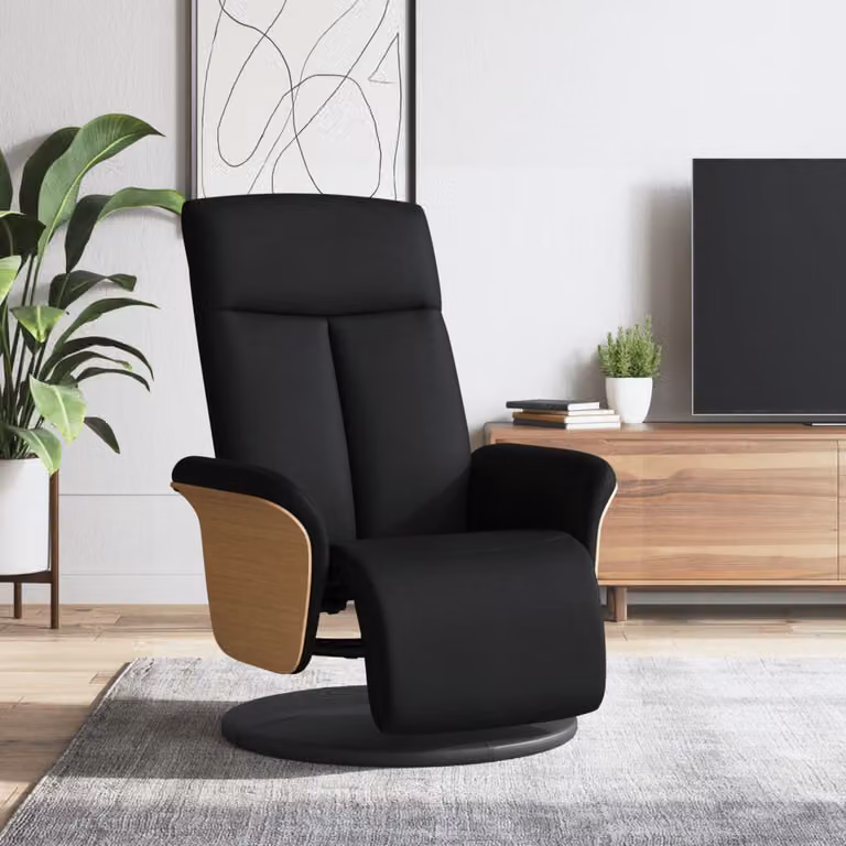 vidaXL Poltrona Reclinabile Relax con Poggiapiedi e Rotazione 360 Gradi in Tessuto Nero