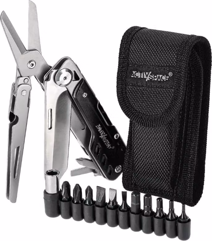 multiutensile di sopravvivenza 6 in 1 in acciaio inox con custodia